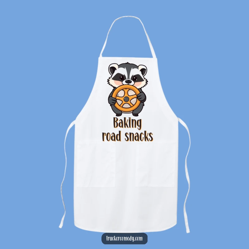 Funny Badger Driving Pretzel Wheel Apron - Comical Chef's Road Gear
