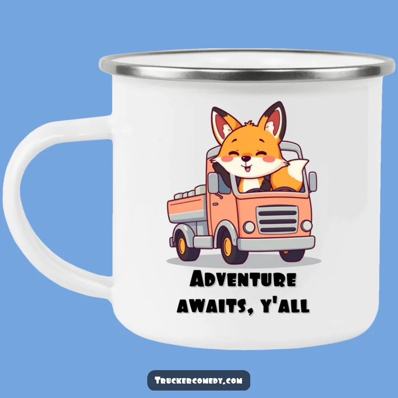Funny Fox Waving Truck Camping Mug - Cheerful Outdoor Companion