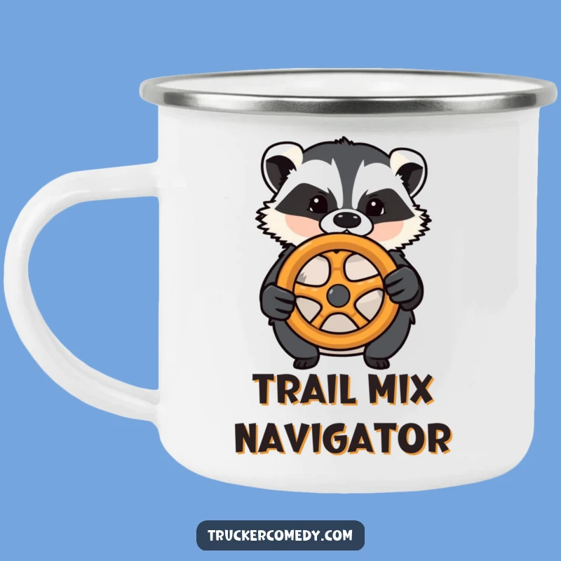 Funny Badger Driving Pretzel Wheel Camping Mug - Road Trip Snack Companion