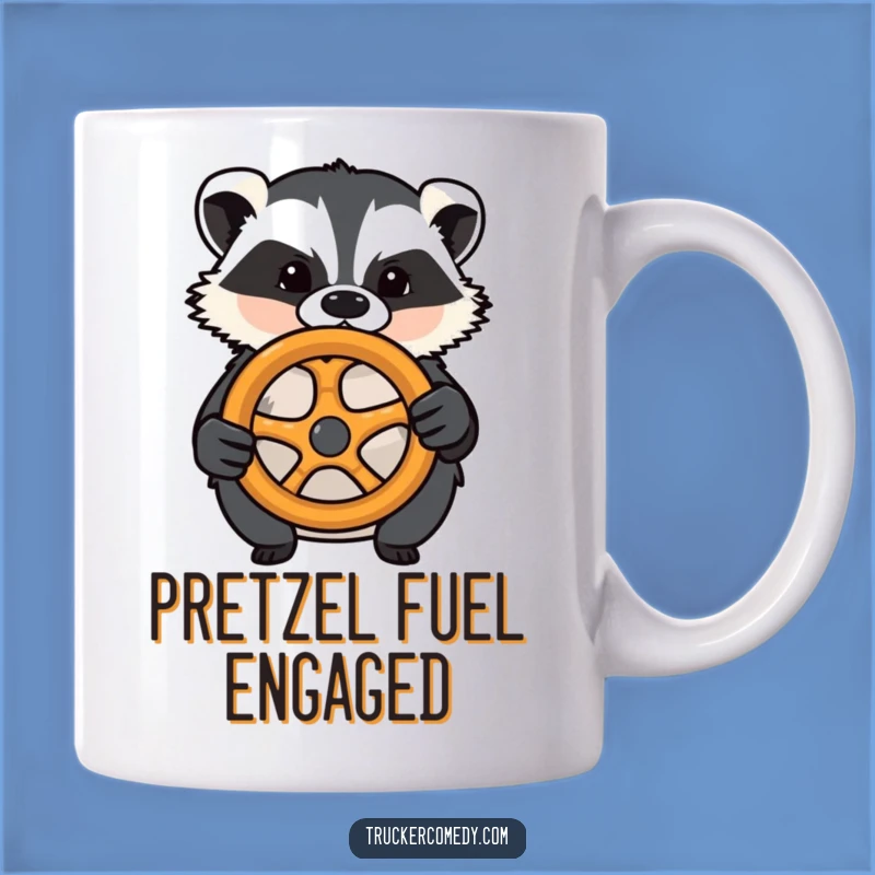 Funny Badger Driving Pretzel Wheel Mug - Hilarious Road Trip Companion Gift