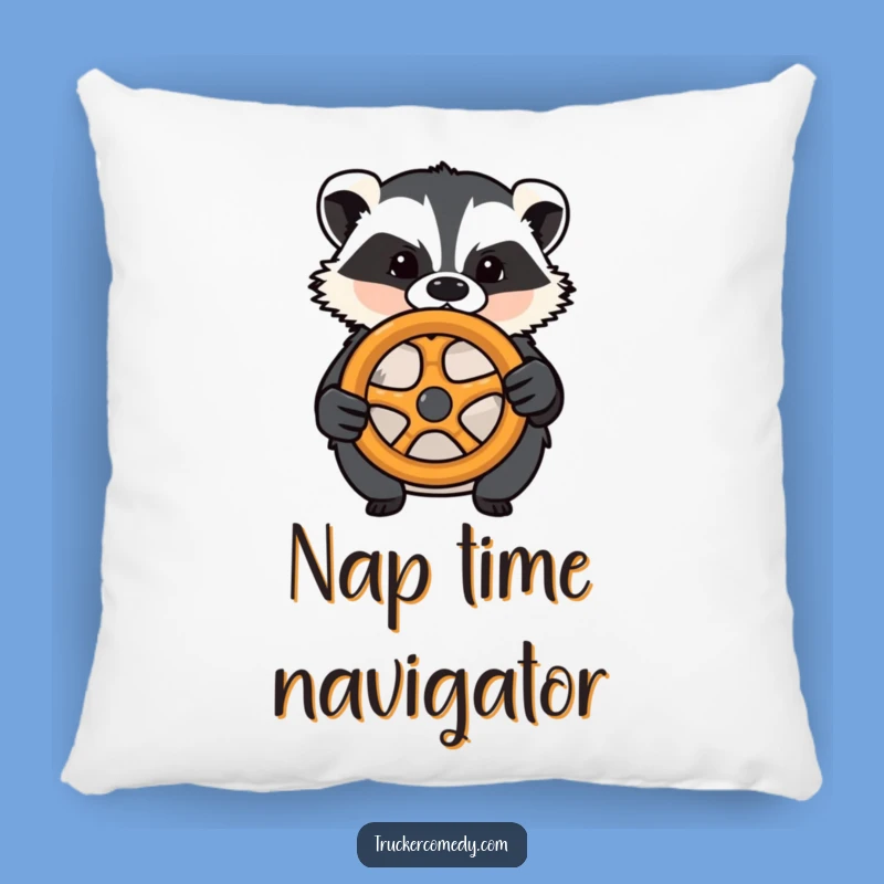 Funny Badger Driving Pretzel Wheel Pillow - Comfy Accent of Determination