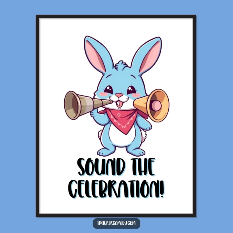 Funny Bunny Air Horn Digital Print: Instant Laughs for Your Walls!