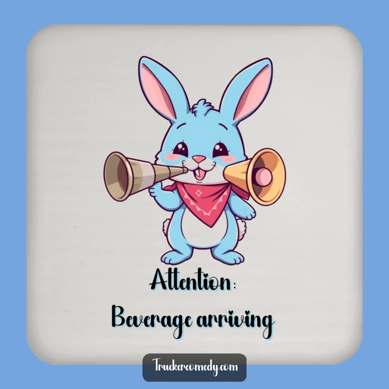 Funny Bunny Air Horn Drink Coasters: Protect Surfaces with Humor!