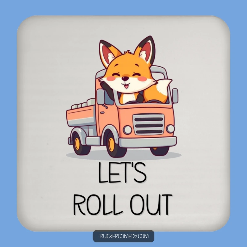 Funny Fox Waving Truck Coaster - Comical Surface Protector