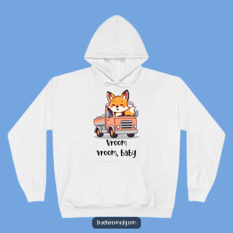 Funny Fox Waving Truck Hoodie - Cozy and Cheerful Road Adventure Gear