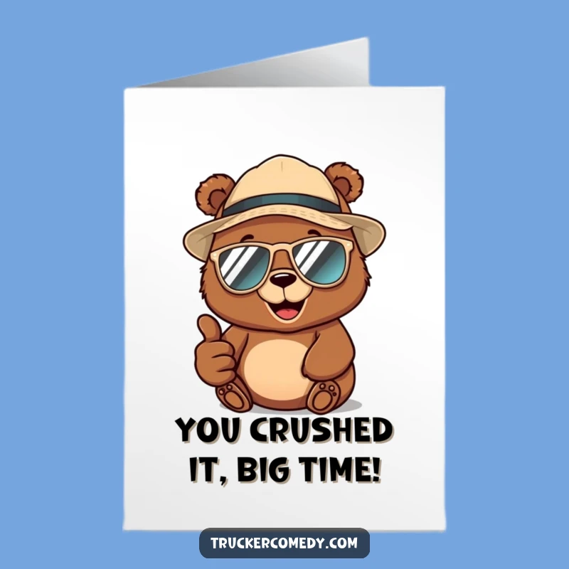 Free Printable Bear Congrats Card: Cool Trucker Hat AI Art Downloadable