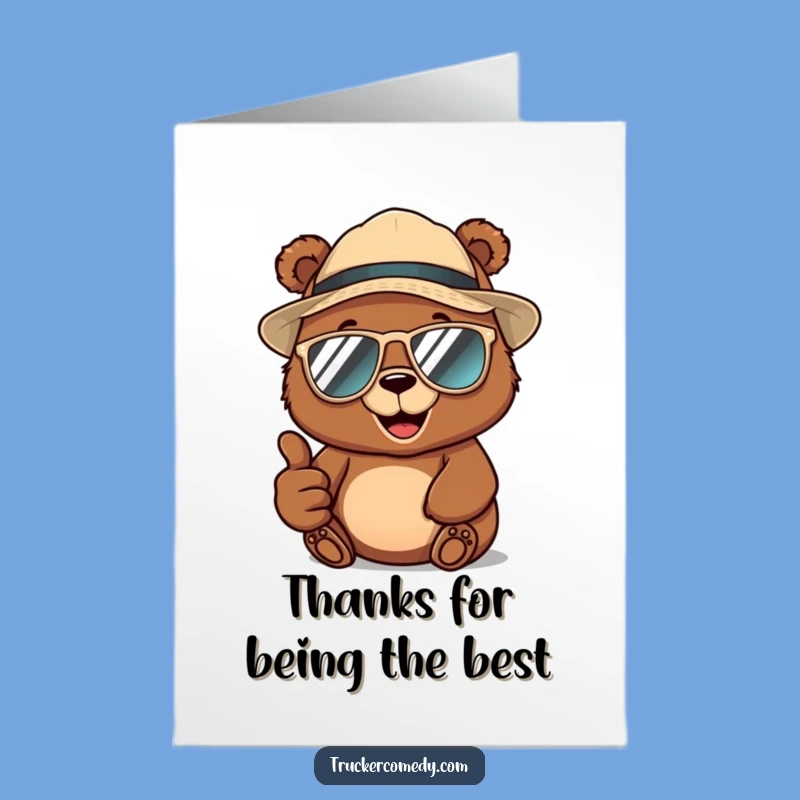 Free Printable Bear Thank You Card: Cool Trucker Hat AI Art Gift