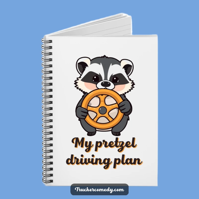 Funny Badger Driving Pretzel Wheel Notebook - Hilarious Journal for Determined Ideas