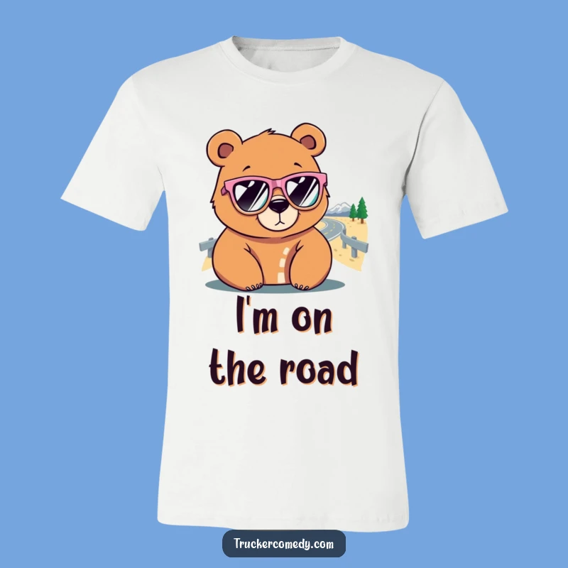 Funny Bear Sunglasses T-Shirt: Cool graphic tee, the ultimate funny gift for road trip lovers.